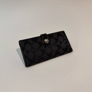 Coach Black Signature Checkbook and Card holder.